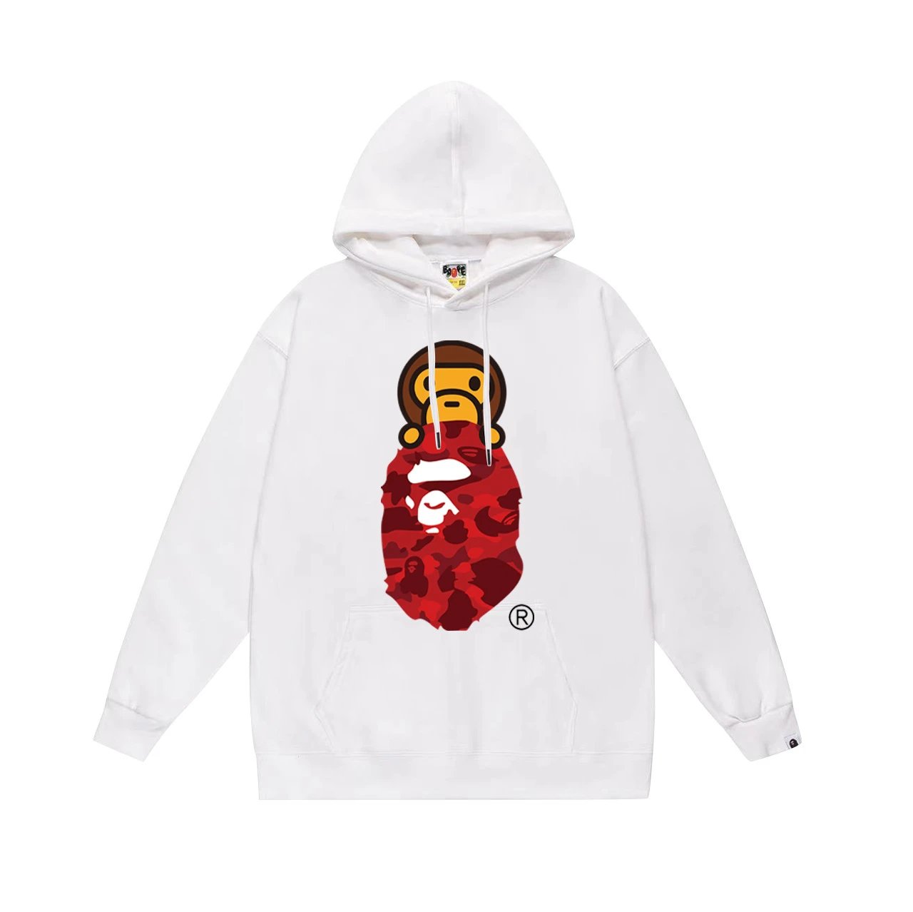 Bape Baby Milo on Top of Red Icon Hoodie White