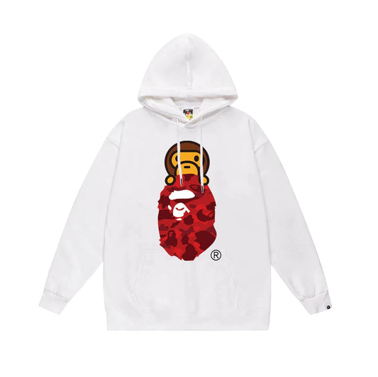 Bape Baby Milo on Top of Red Icon Hoodie White