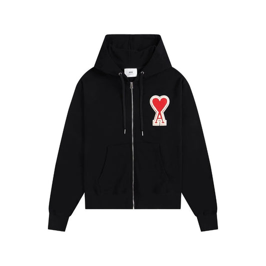 Ami Zip-Up Hoodie Black (Red icon)
