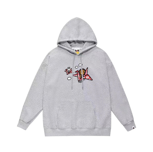 Bape Flying on Oregamo Hoodie Grey