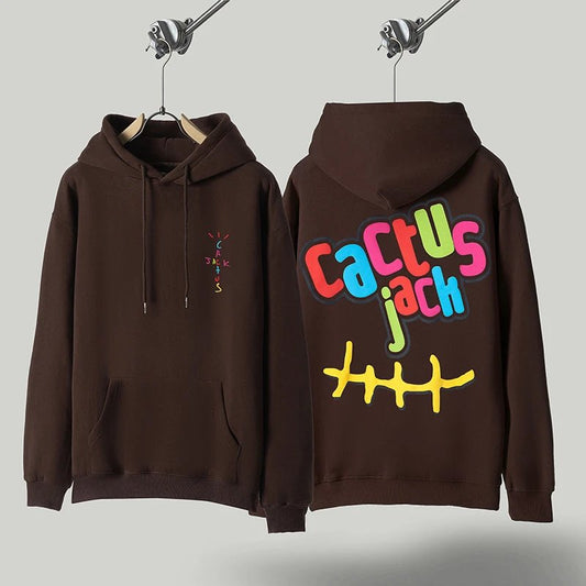 Travis Scott colorfull Zip-UP Hoodie Brown