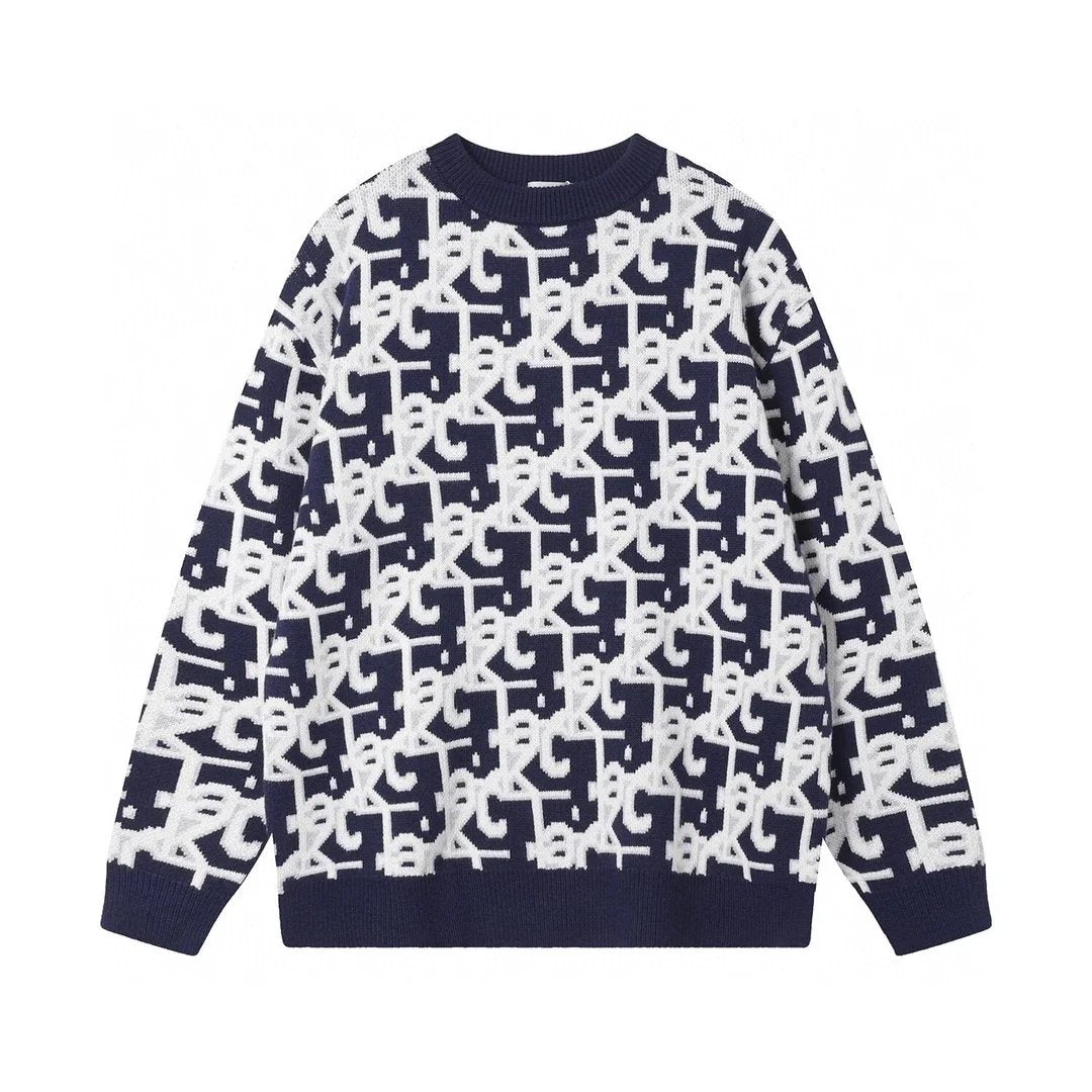 Dior All Over Icon Sweater Dark Blue