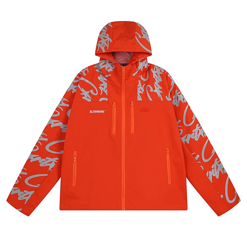 Corteiz Elitework Shell Jacket Orange Red