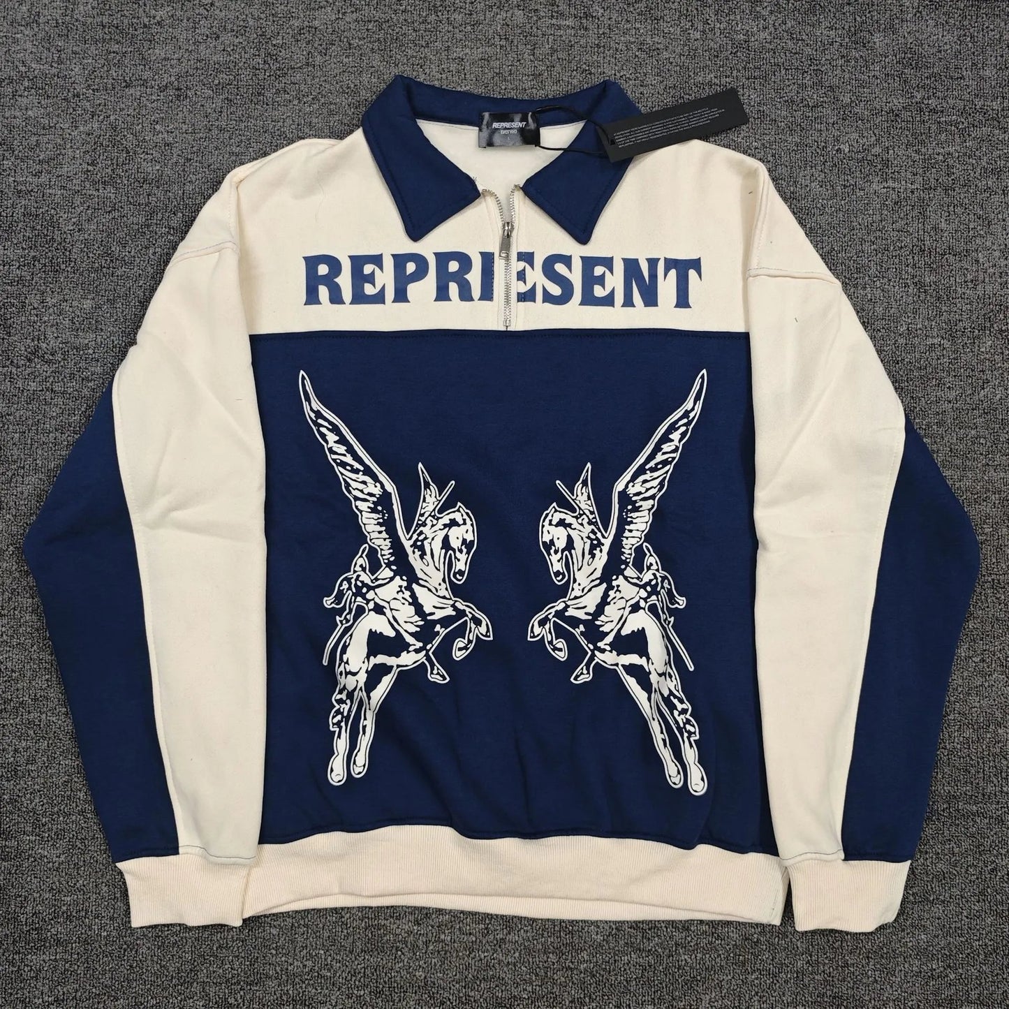 Represent Polo Half Zip Blue White