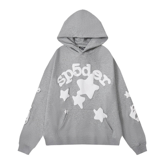 Spider White Stars Hoodie Grey