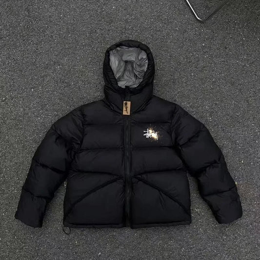 Stussy Grey Hood Jacket Black