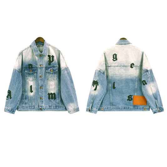 Palm Angeles (Green Letters) Denim Jacket Blue