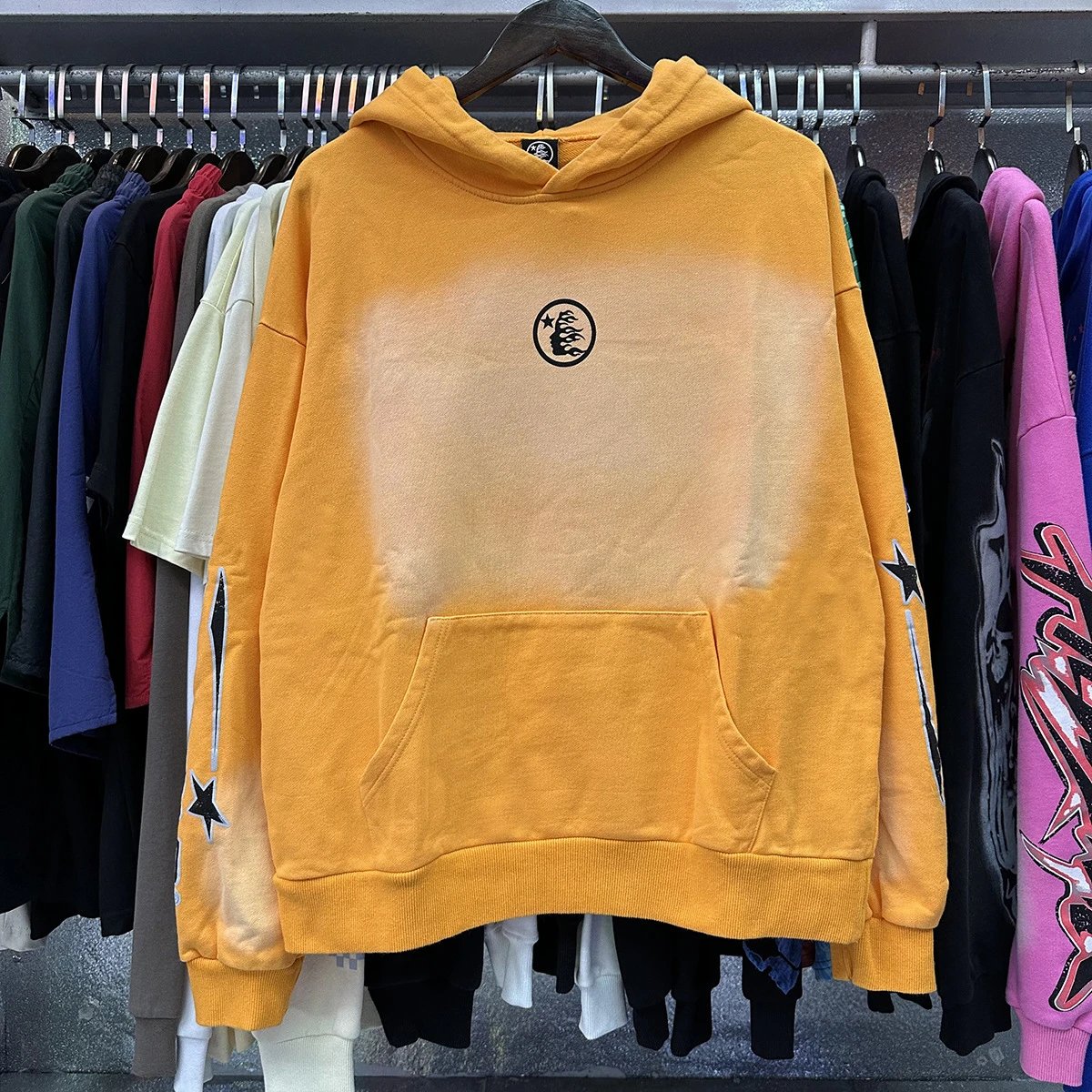 Hellstar empty Icon Hoodie Orange