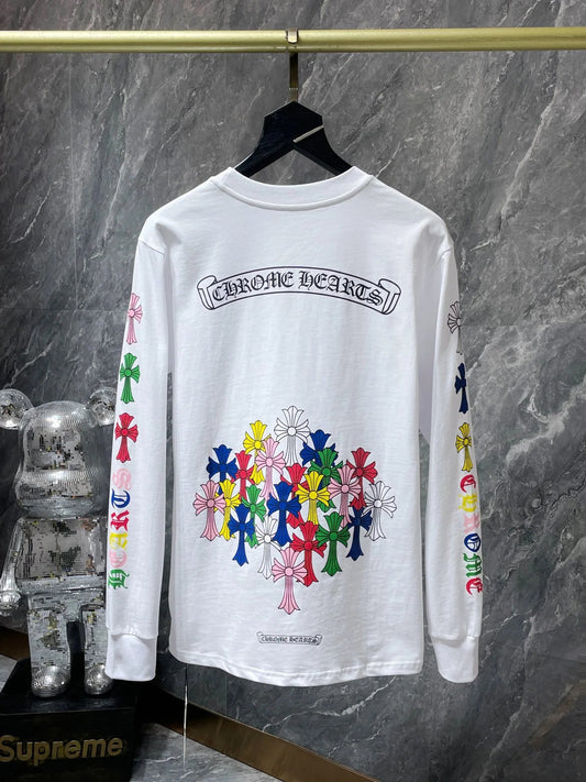 Chrome Hearts Multicolor Cross Sweater White