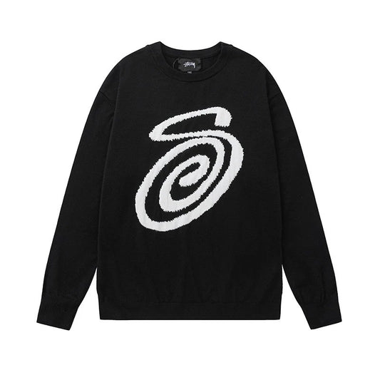 Stussy S font Sweater Black