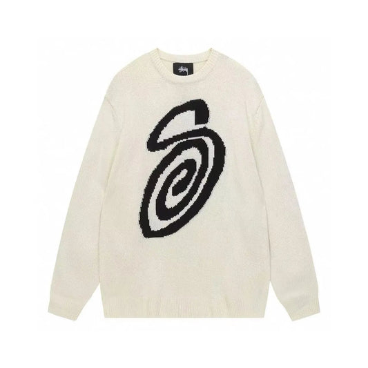 Stussy S font Sweater White