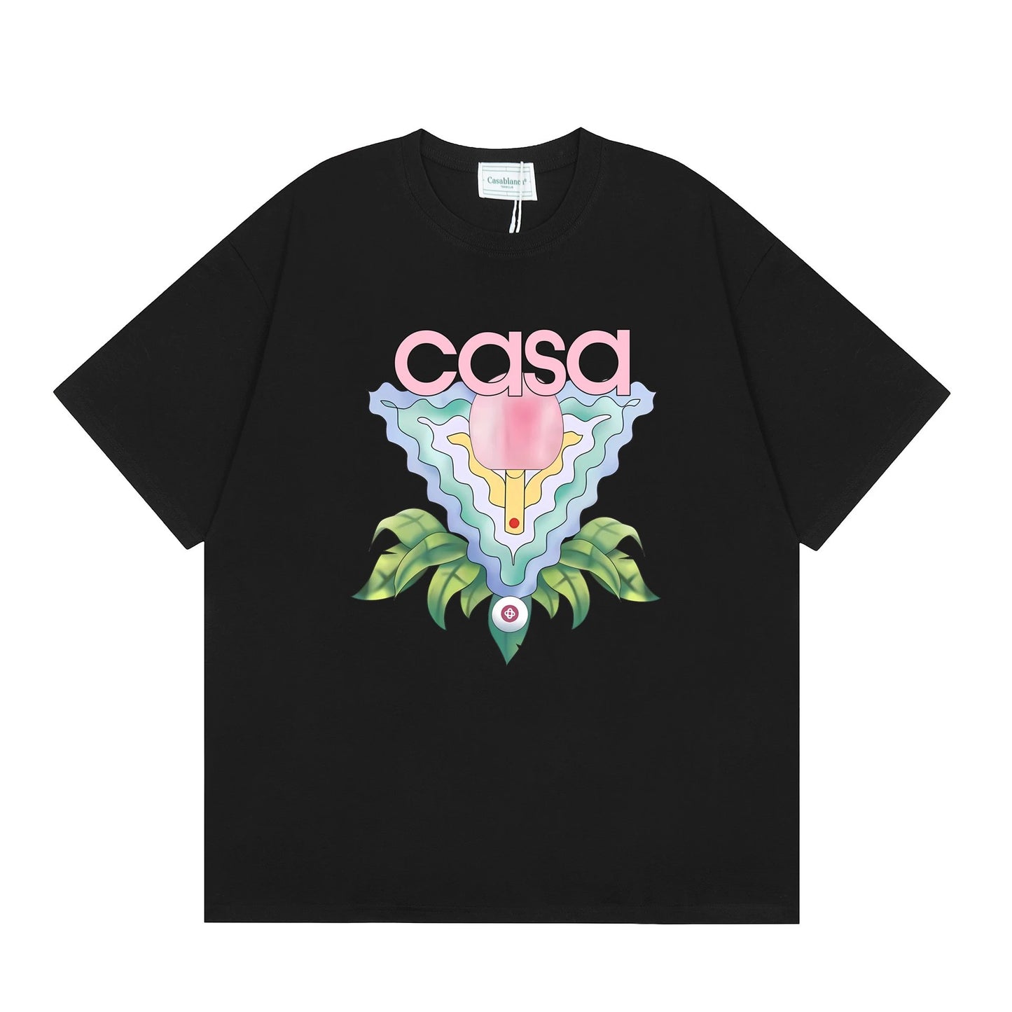 Casablanca Tennis Pink T-shirt Black