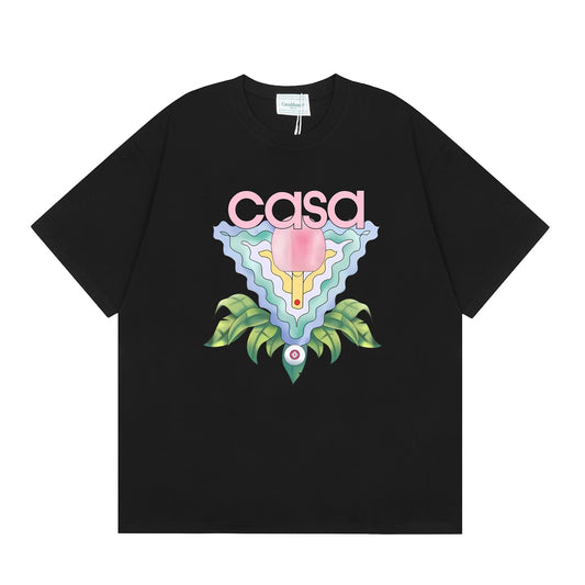 Casablanca Tennis Pink T-shirt Black