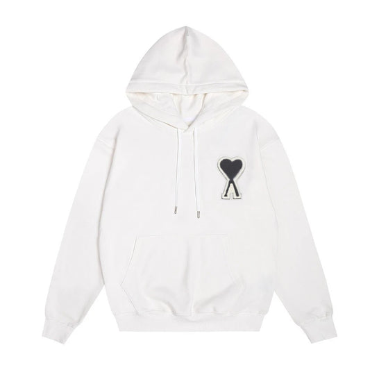 Ami stitched icon Hoodie White (Black Icon)