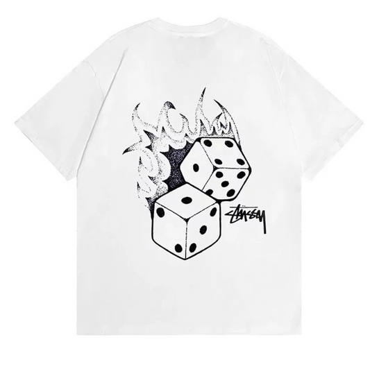 Stussy flamming Dices T-shirt White