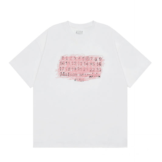 Maison Margiela Pink paint T-shirt Black