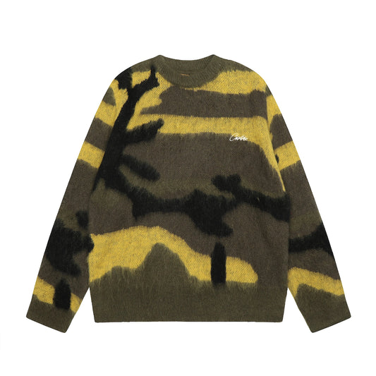 Corteiz Mohair Sweater Camo Green
