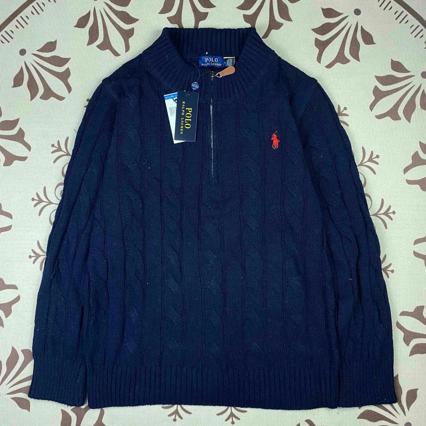 Ralph Lauren Knit Sweater Dark Half-Zip Blue