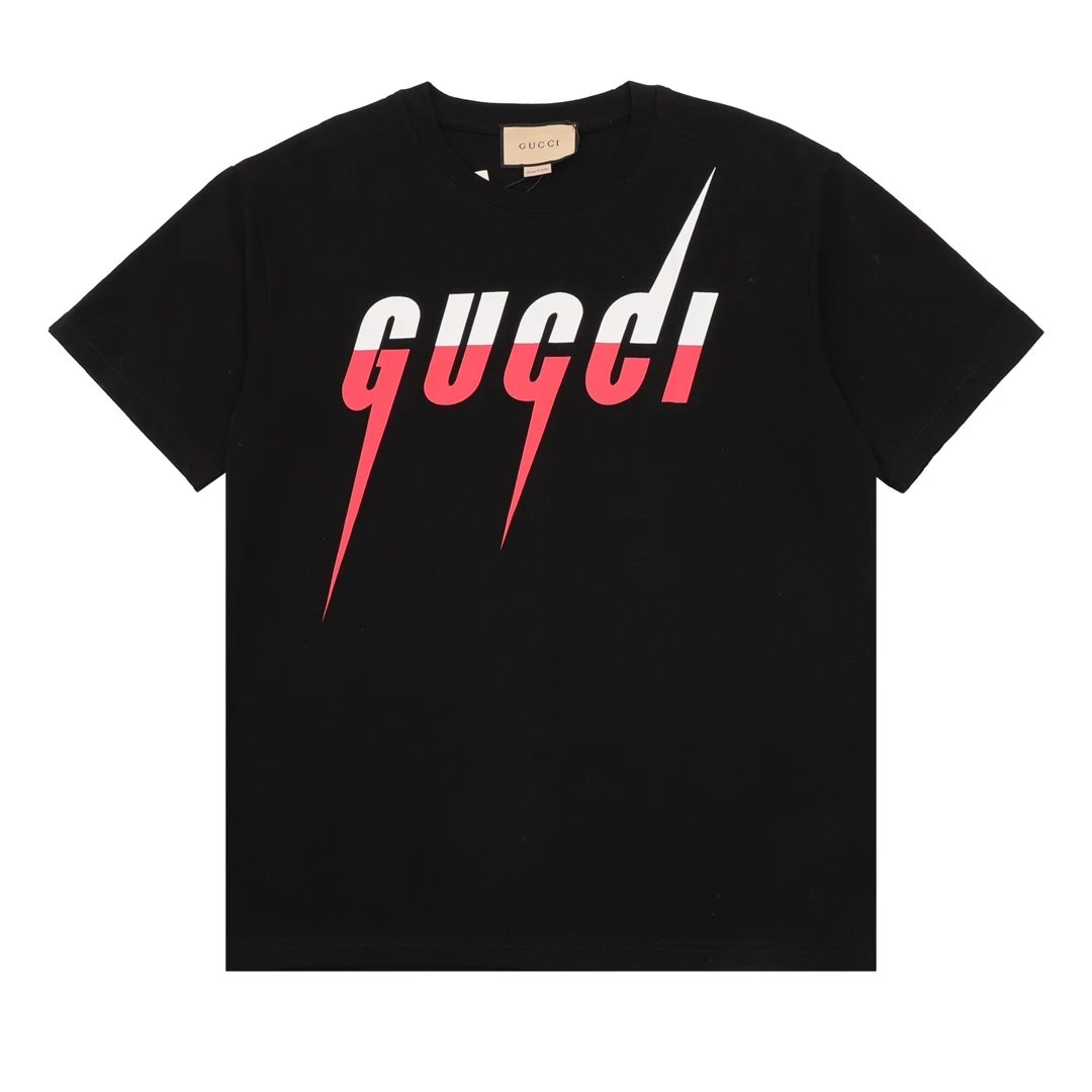 Gucci White/Red Font T-shirt Black