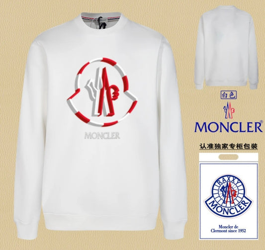 Moncler Red Chest Print Sweater White