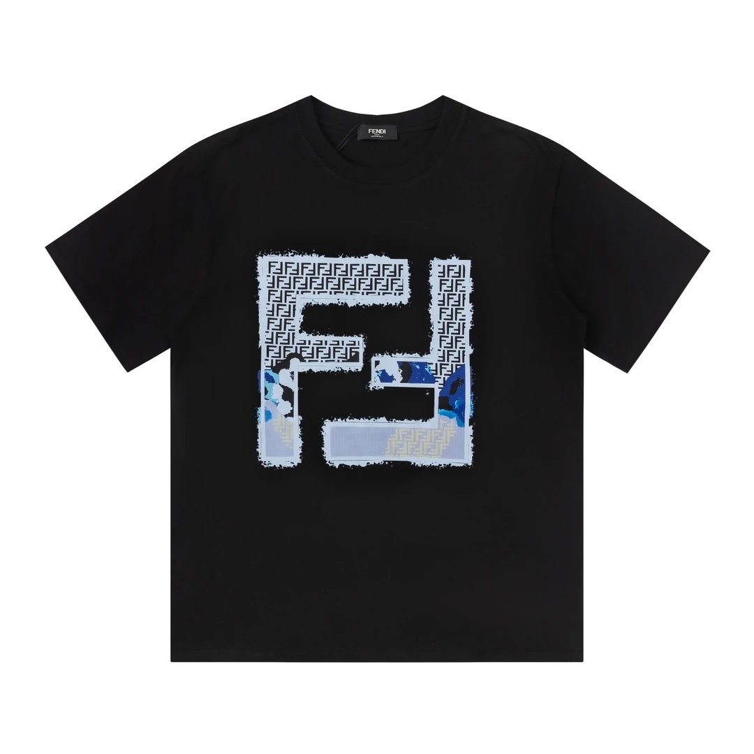 Fendi Big Blue Logo T-shirt Black
