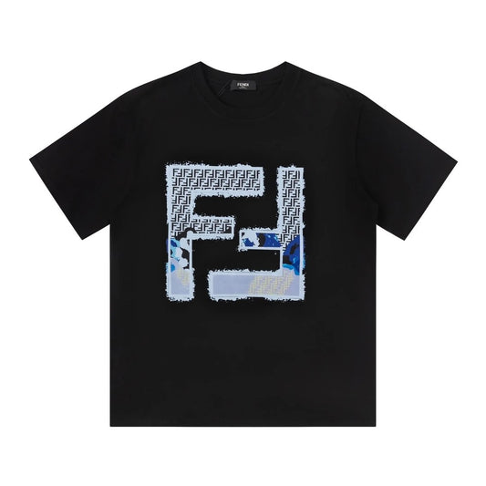 Fendi Big Blue Logo T-shirt Black