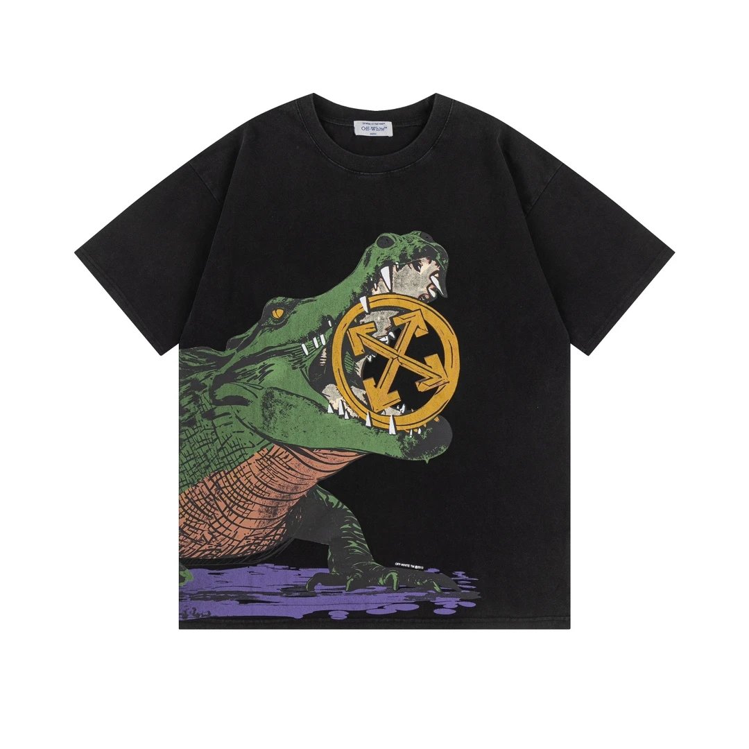 Off White croco Print T-shirt Black