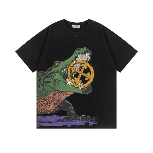 Off White croco Print T-shirt Black