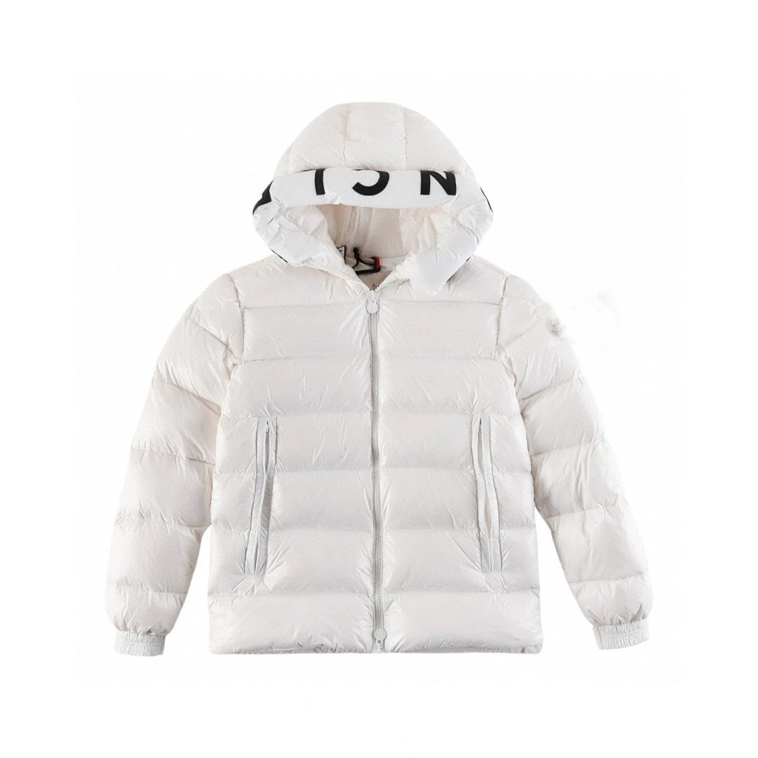 Moncler Hood Writing Puffer Jacket White