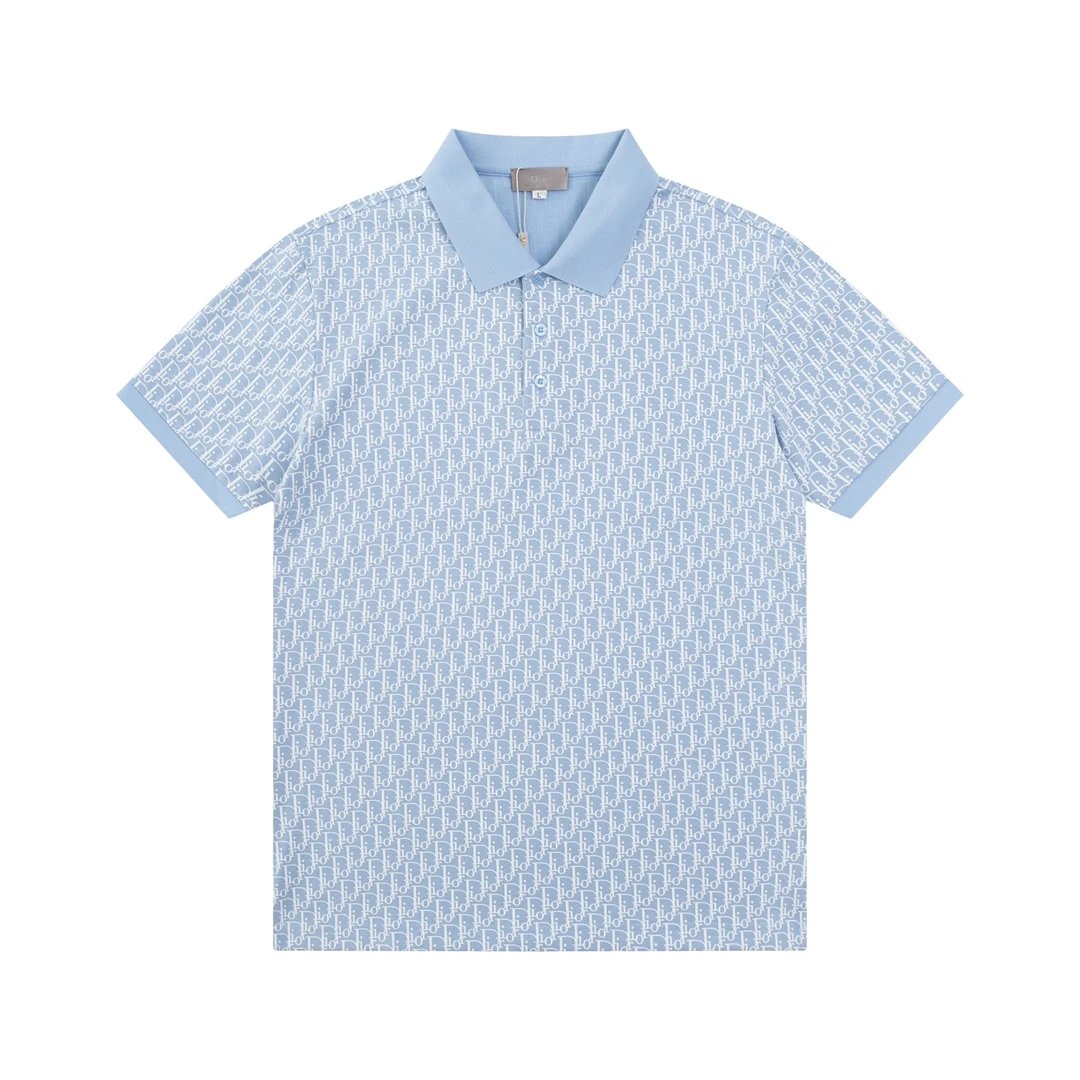 Dior overall writing Logo Blue Polo shirt