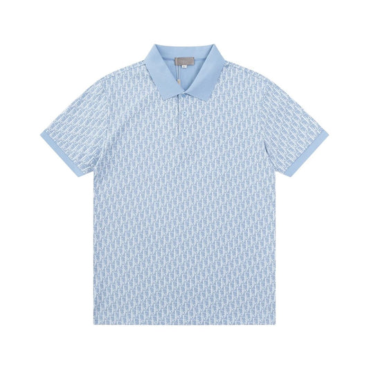 Dior overall writing Logo Blue Polo shirt