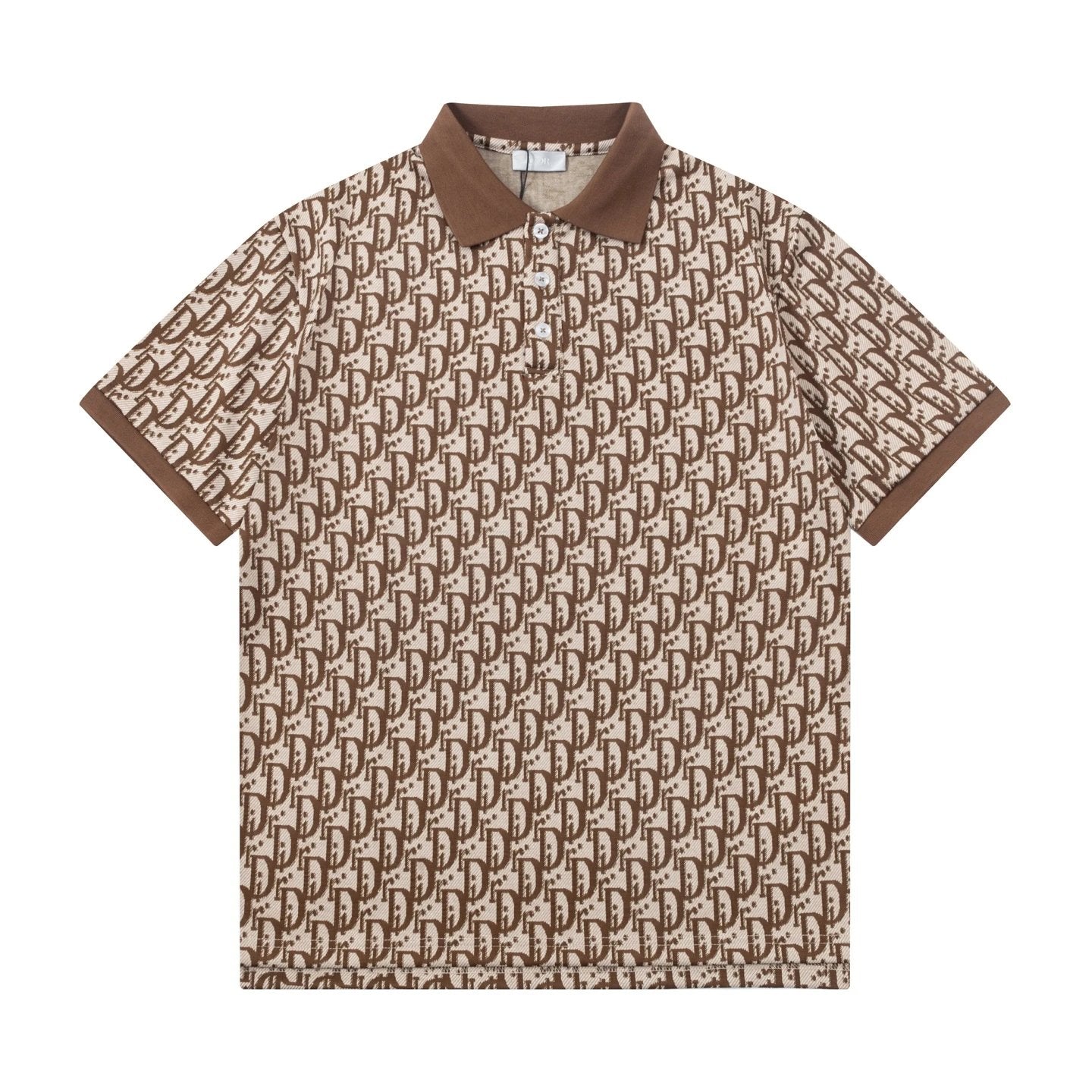 Dior overall writing Logo Brown Polo shirt