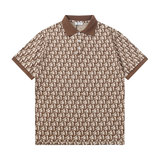 Dior overall writing Logo Brown Polo shirt