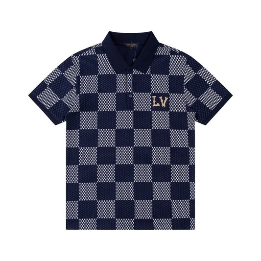 Louis Vuitton Squared Polo shirt Blue Grey