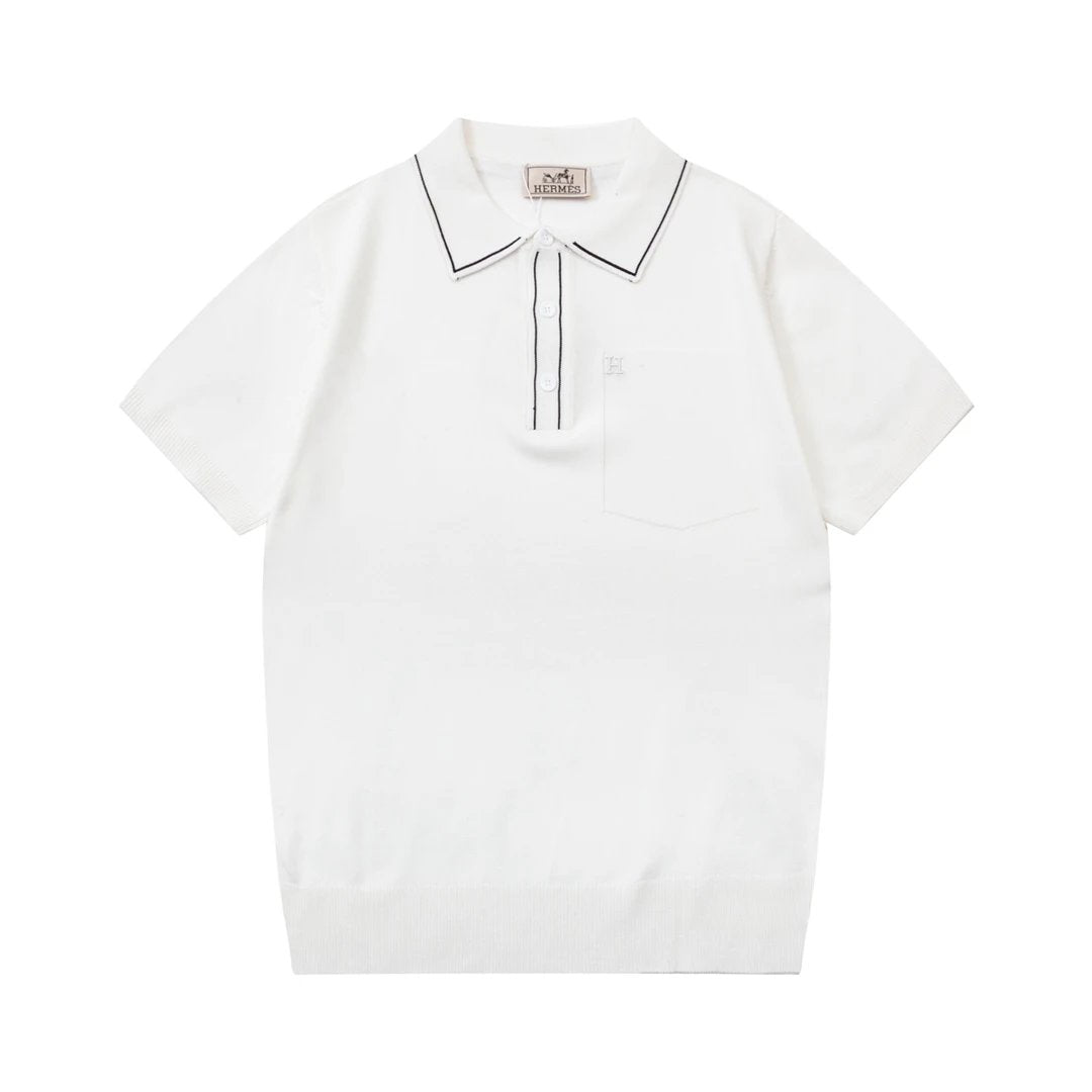 Hermes Front Pocket Polo shirt White