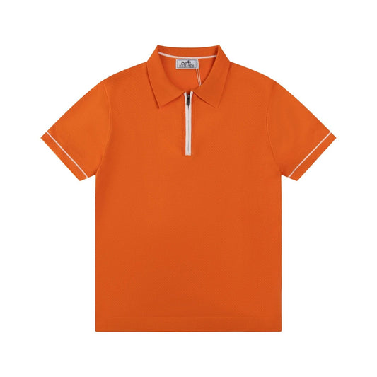 Hermes Half-Zip Polo shirt Orange