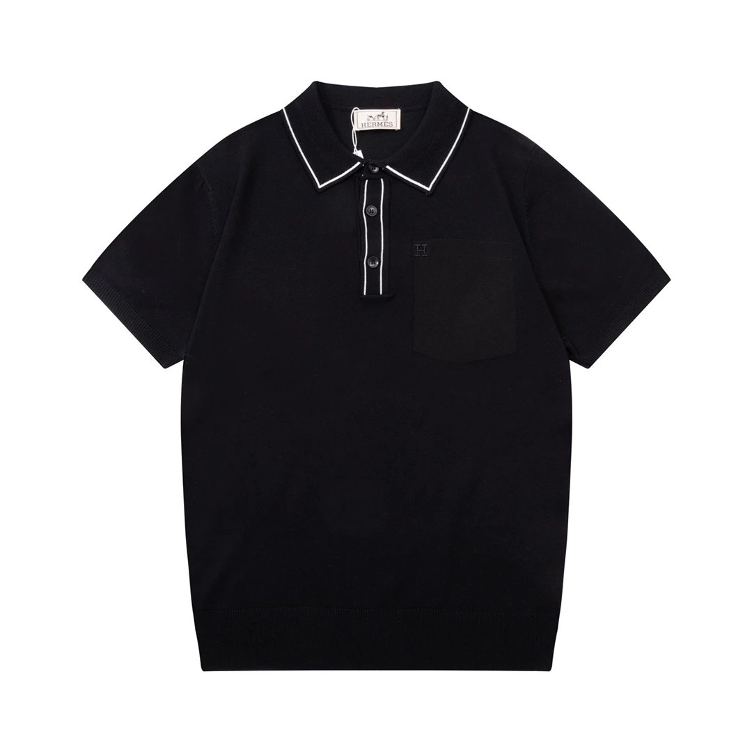 Hermes Front Pocket Polo shirt Black