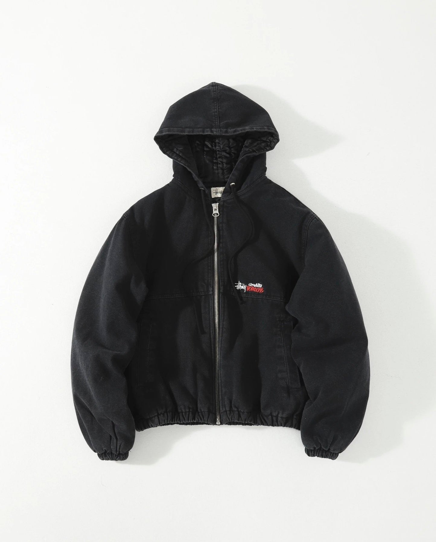 Stussy Zip-Up Work Hoodie Washed Black