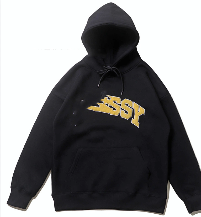 Stussy Yellow Font Hoodie Black