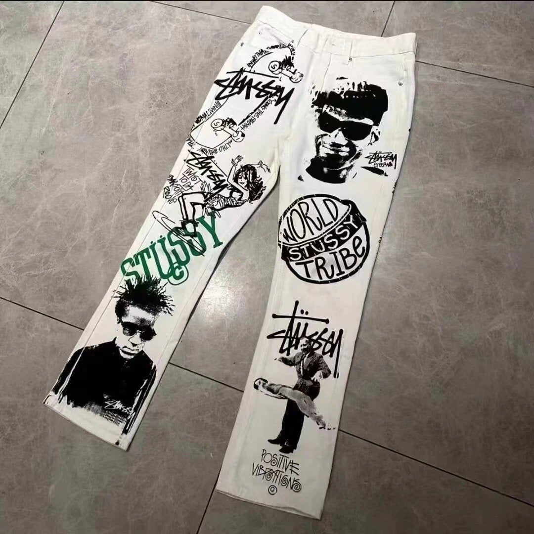 Stussy x Carhartt World Stussy Tribe Jeans White