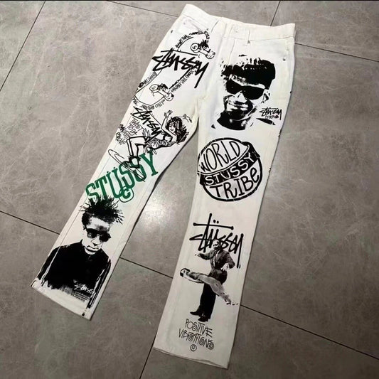 Stussy x Carhartt World Stussy Tribe Jeans White