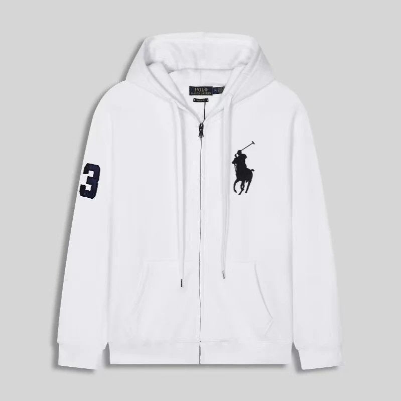 Ralph Lauren Big Rider Zip-Up Hoodie White