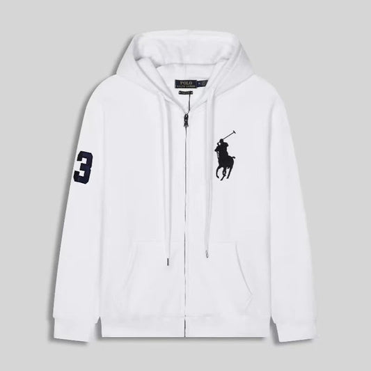 Ralph Lauren Big Rider Zip-Up Hoodie White