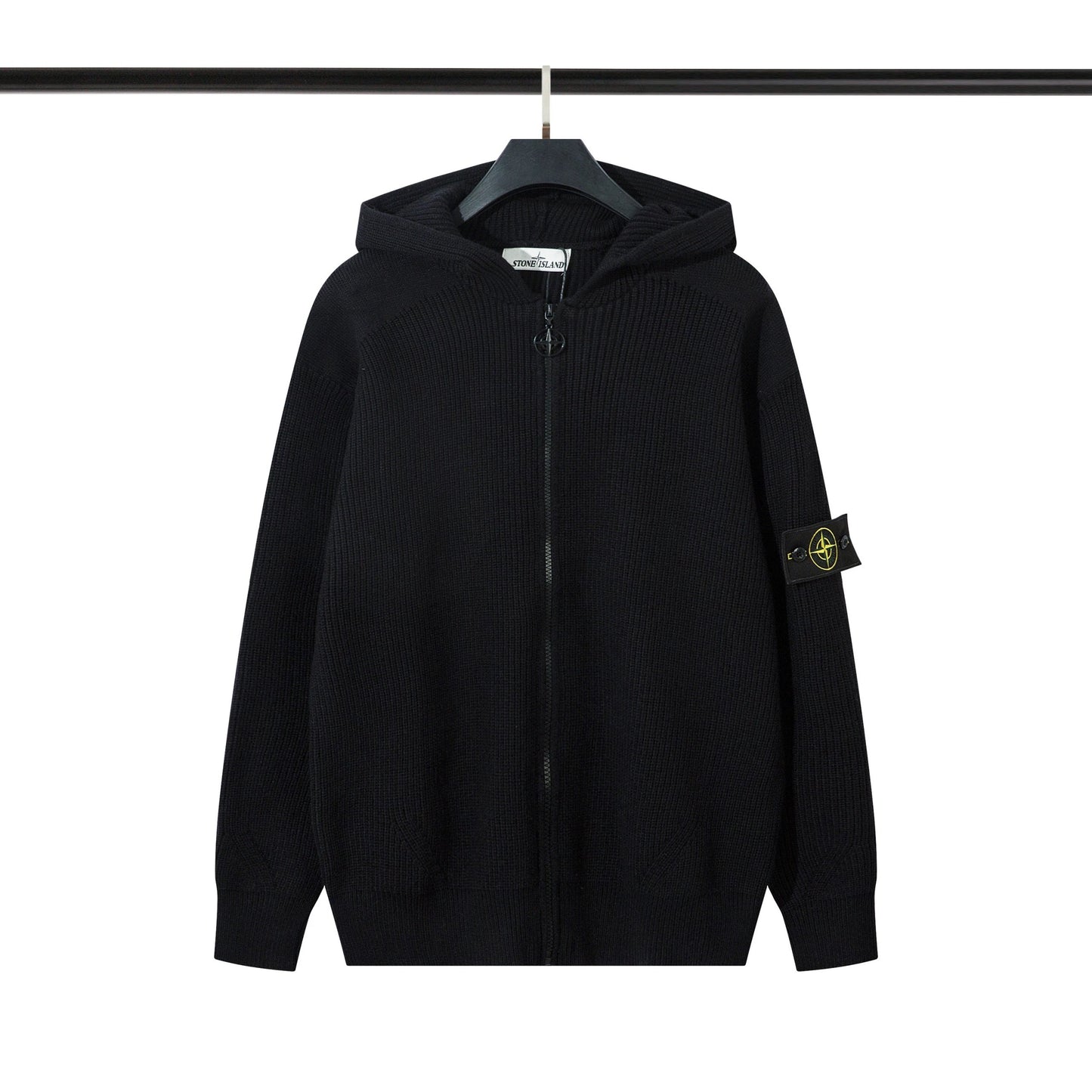 Stone Island Knit Zip-Up Hoodie Black