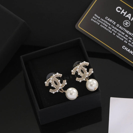 Chanel Women Designer Earrings Diamond Pearls