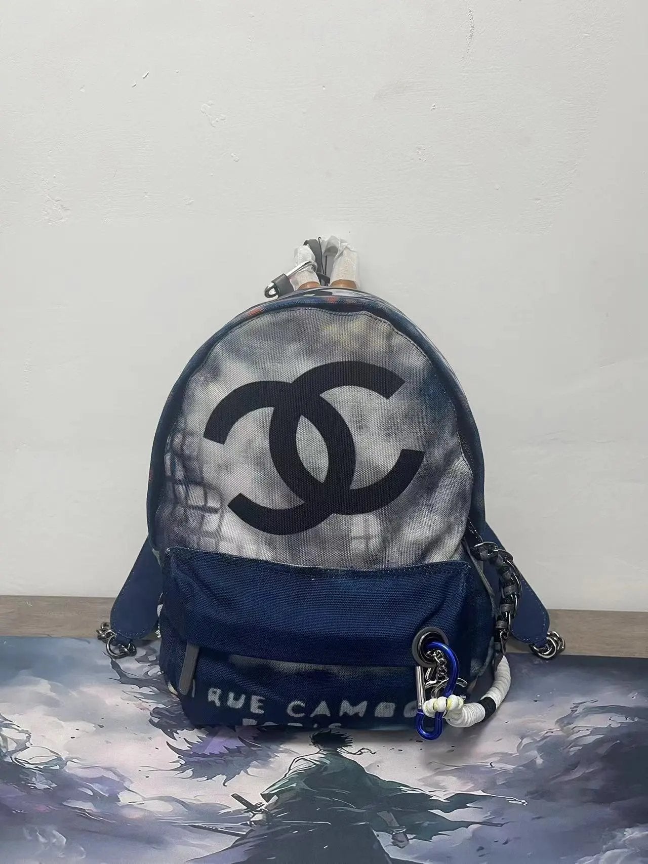 Chanel Graffiti Backpack Blue