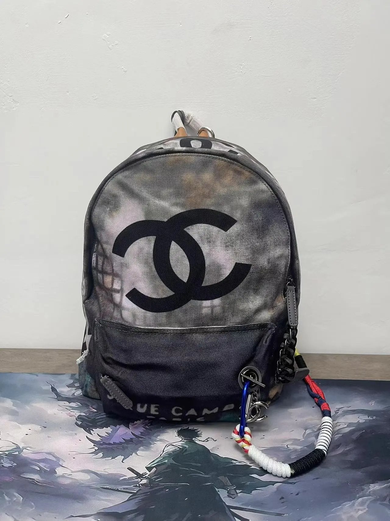 Chanel Graffiti Backpack Grey