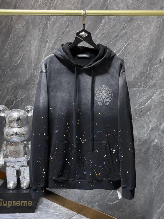 Chrome Hearts paint splatter Hoodie Grey