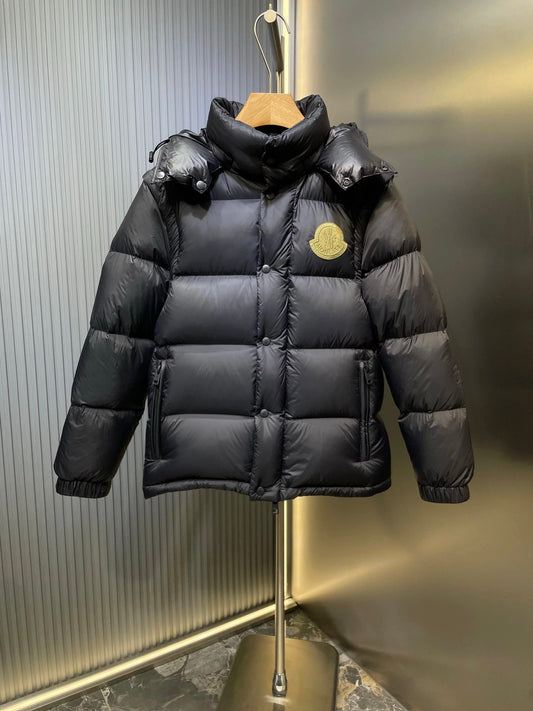 Moncler Yellow Icon Down Puffer Jacket Black