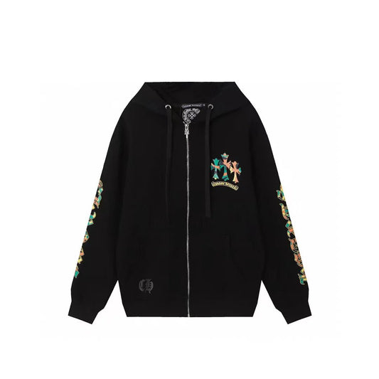 Chrome Hearts small icon multi cross Zip-Up Hoodie Black